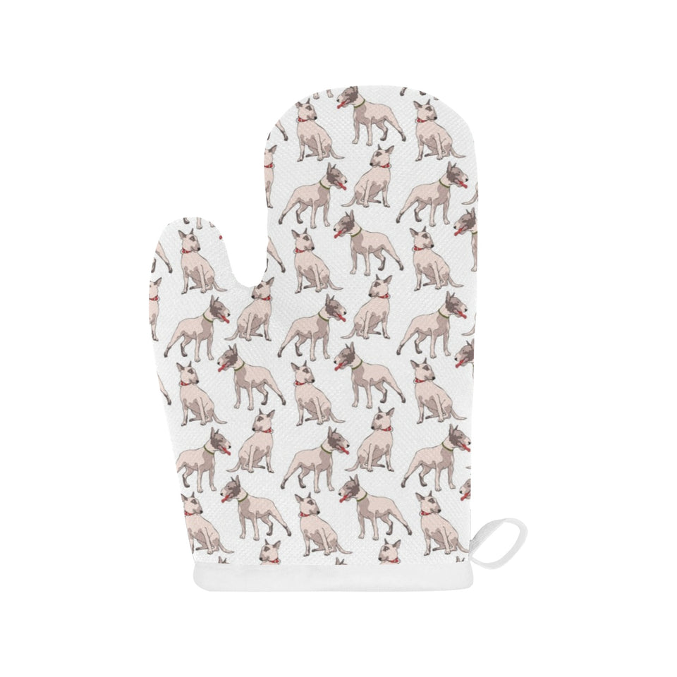 Bull Terrier Pattern Print Design 04 Heat Resistant Oven Mitts