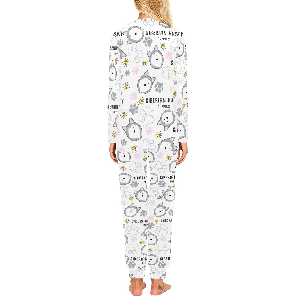Siberian Husky design pattern Women's All Over Print Pajama Set