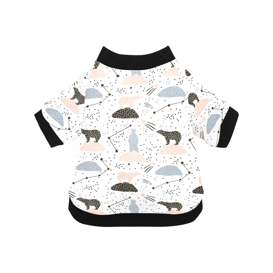 Polar bears star poka dot pattern All Over Print Pet Dog Round Neck Fuzzy Shirt