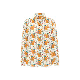 Squirrel Pattern Print Design 04 Women's Long Sleeve Polo Shirt