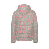 Red gold Sakura cherry blossom gray background Kids' Boys' Girls' Padded Hooded Jacket