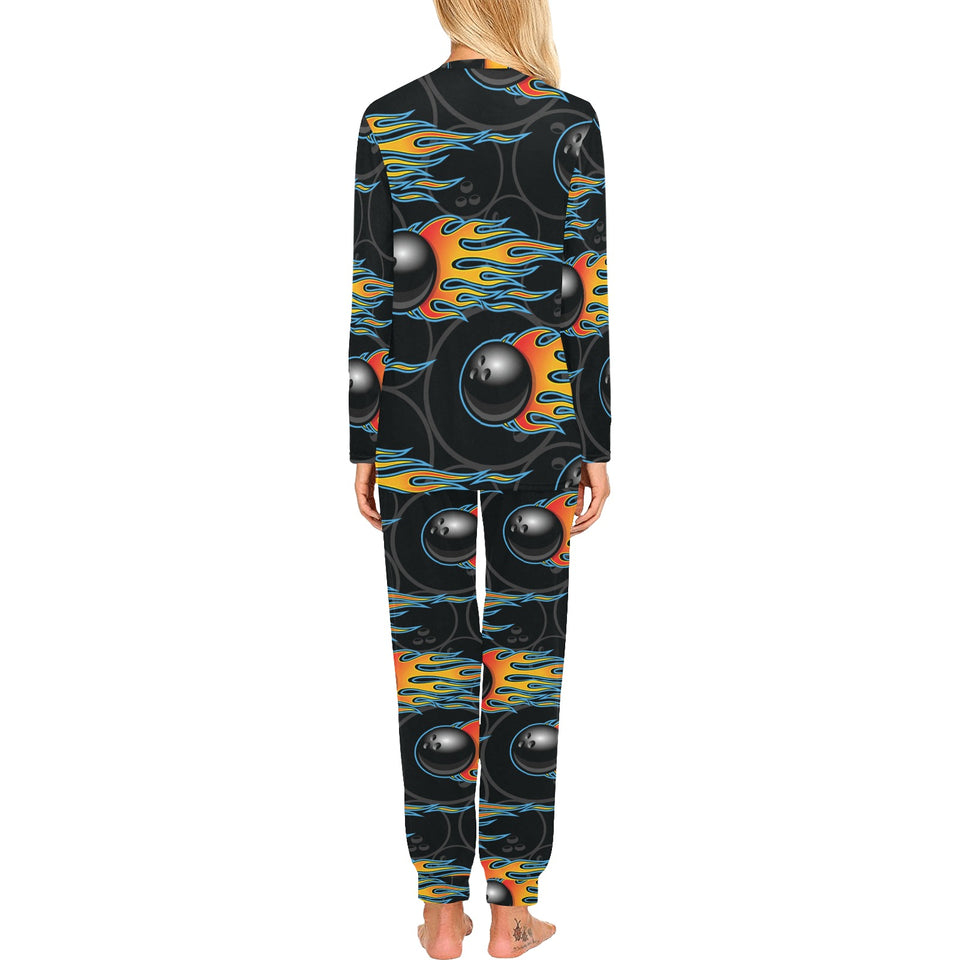 Bowling balls flame pattern Women's All Over Print Pajama Set