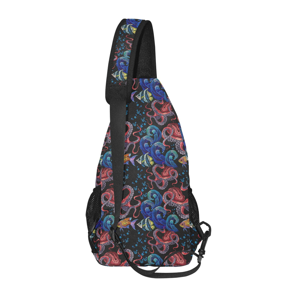 Octopus sea wave tropical fishe pattern All Over Print Chest Bag