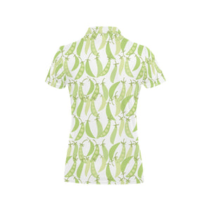 Green Peas Pattern Print Design 03 Women's All Over Print Polo Shirt
