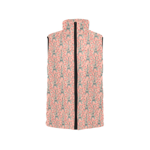 Eiffel Tower Flower Pattern Design 03 Men's Padded Vest