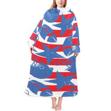 American football ball star stripes pattern Blanket Robe with Sleeves