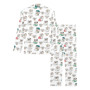 English Bulldog Pattern Print Design 03 Women's Long Pajama Set