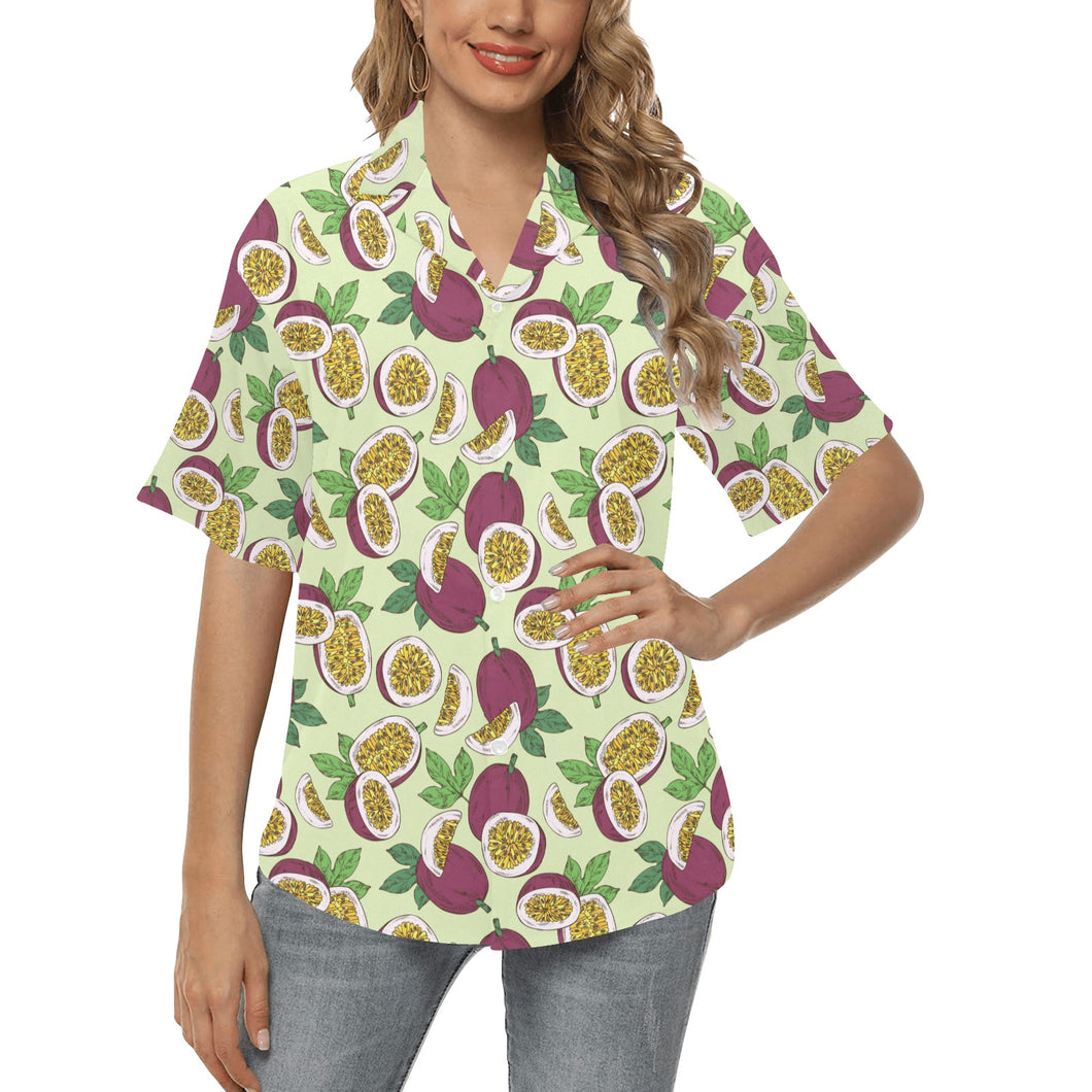 Paassion fruit pattern Women's All Over Print Hawaiian Shirt
