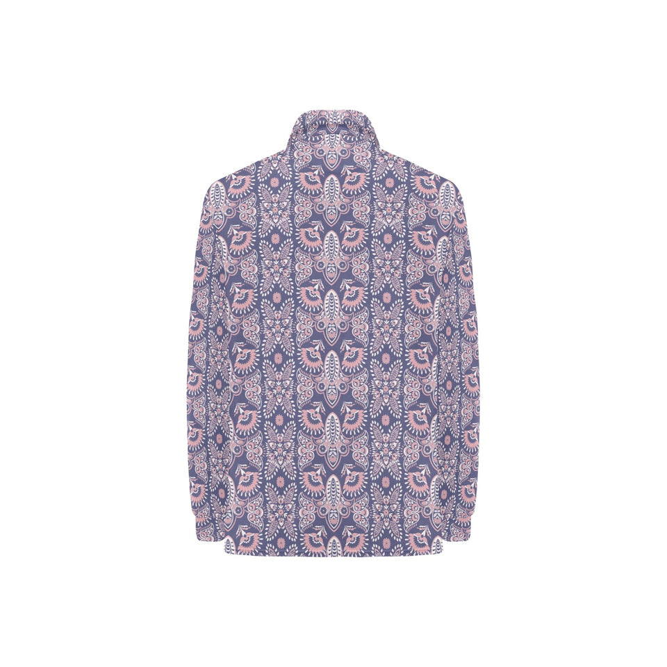 Indian Batik Style pattern Women's Long Sleeve Polo Shirt