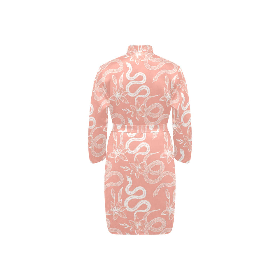 Snake lilies flower pattern Men's Long Sleeve Belted Night Robe