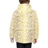 Rose Pattern Print Design 05 Kids' Boys' Girls' Padded Hooded Jacket