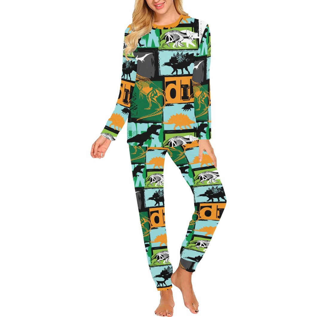 dinosaurs print pattern Women's All Over Print Pajama Set