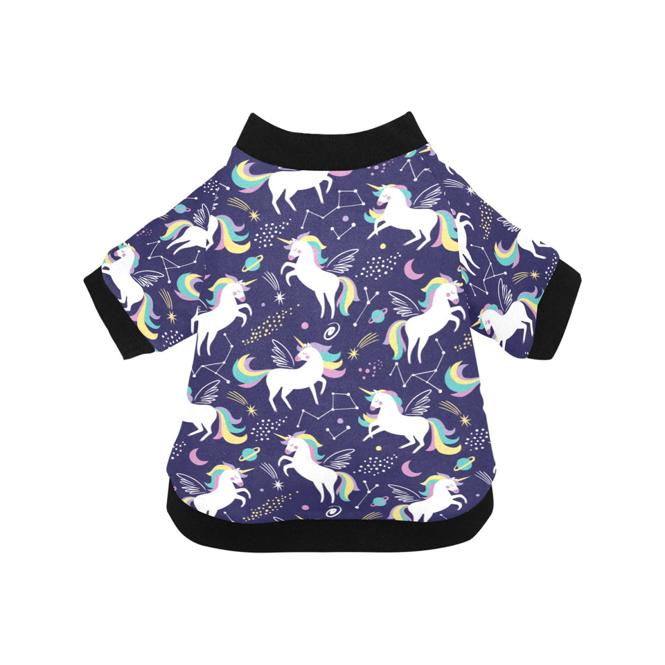 Hand drawn cute unicorn star planet All Over Print Pet Dog Round Neck Fuzzy Shirt