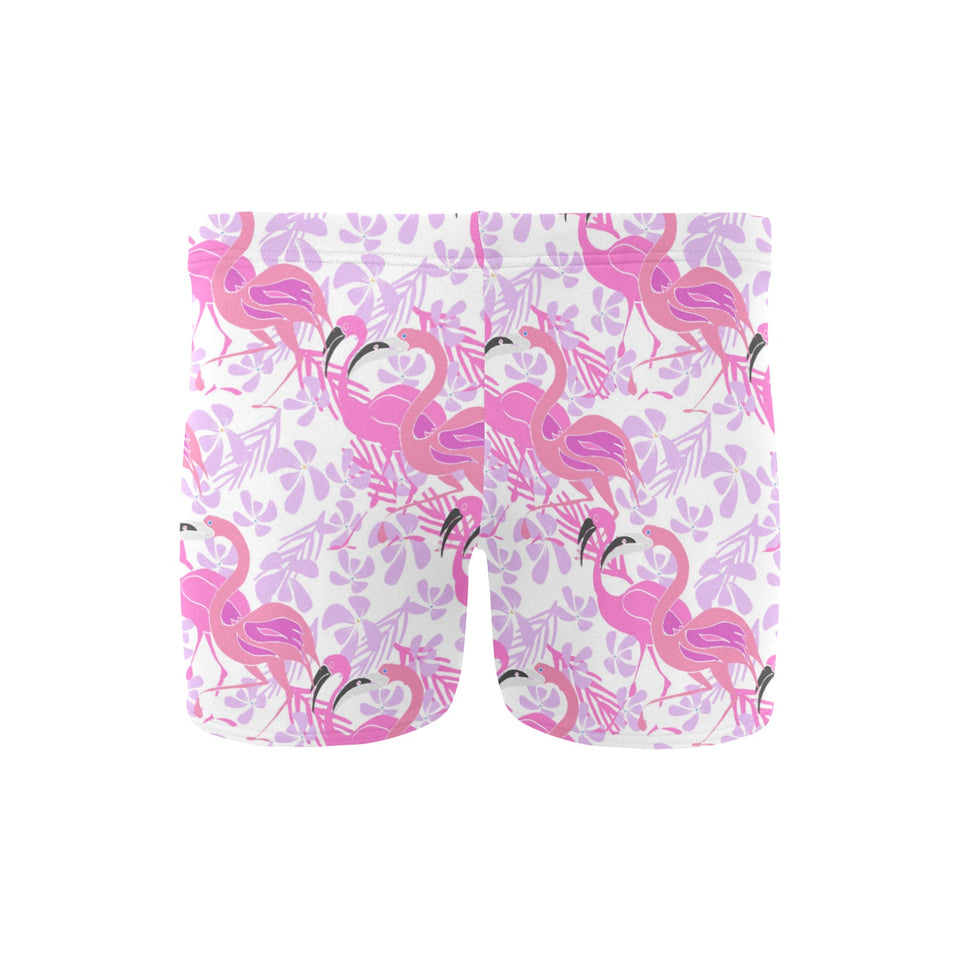 Pink flamingo flower pattern Men's Swimming Trunks