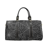 Spider web pattern Black background white cobweb Travel Bag