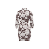 Garlic bulb dark background Men's Long Sleeve Belted Night Robe