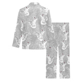 white swan gray background Men's Long Pajama Set