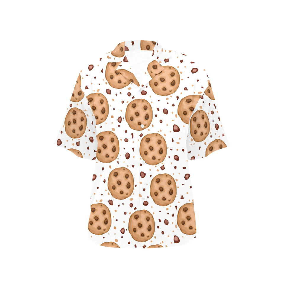 chocolate chip cookie pattern Women's All Over Print Hawaiian Shirt