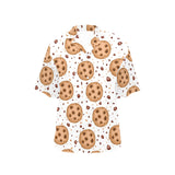 chocolate chip cookie pattern Women's All Over Print Hawaiian Shirt