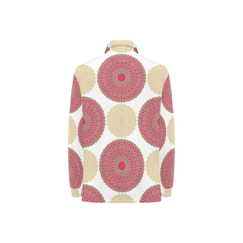 Circle indian pattern Women's Long Sleeve Polo Shirt