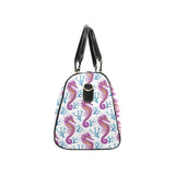 Purple seahorse blue coral pattern Travel Bag