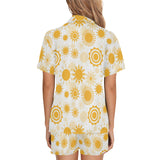 Sun design pattern Women's V-Neck Short Pajama Set