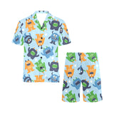 Alien Pattern Print Design 04 Men's V-Neck Short Pajama Set