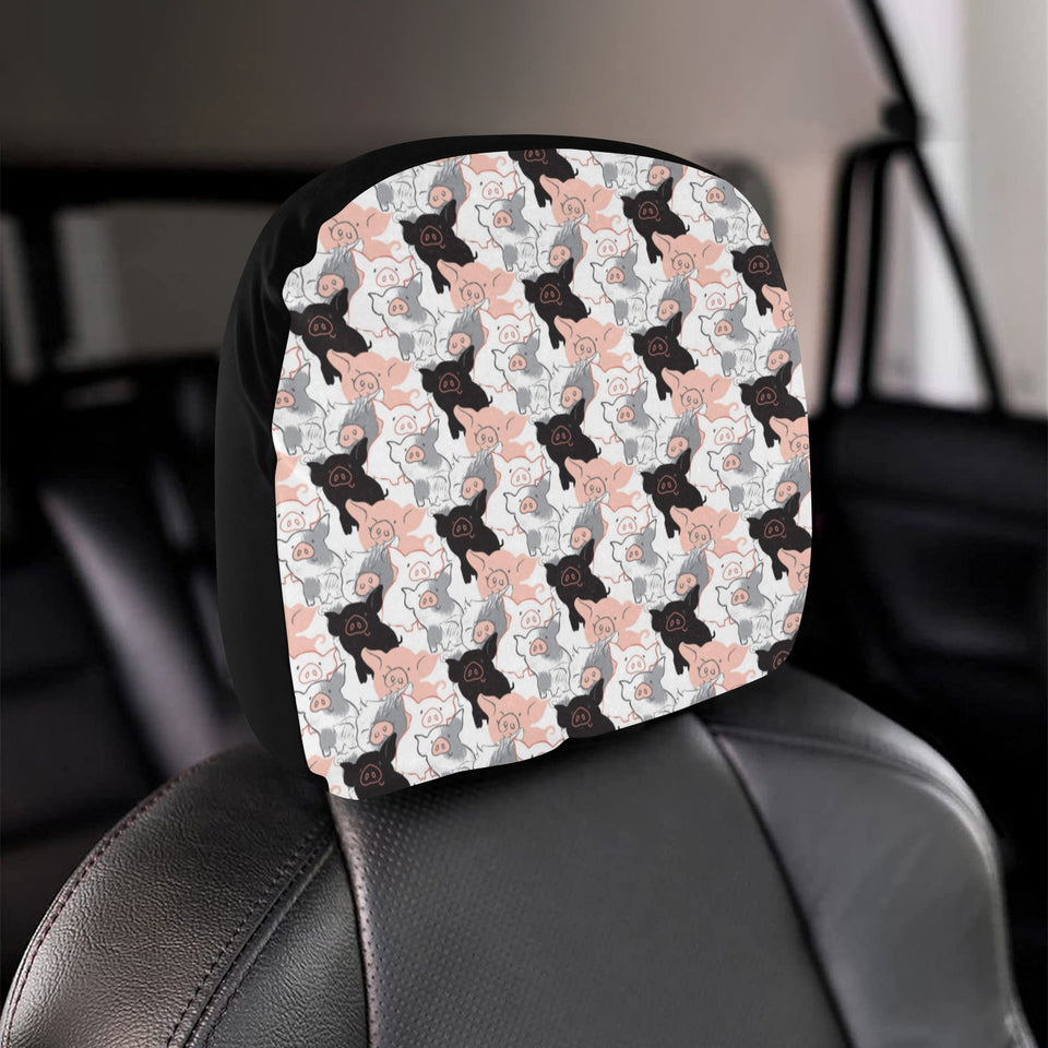 Pig Pattern Print Design 05 Car Headrest Cover