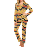 Kangaroo Australian aboriginal art pattern Women's Long Pajama Set