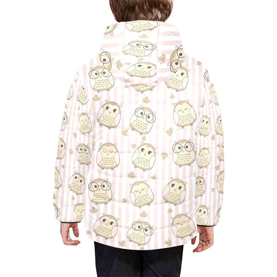 cute owl leaf Kids' Boys' Girls' Padded Hooded Jacket
