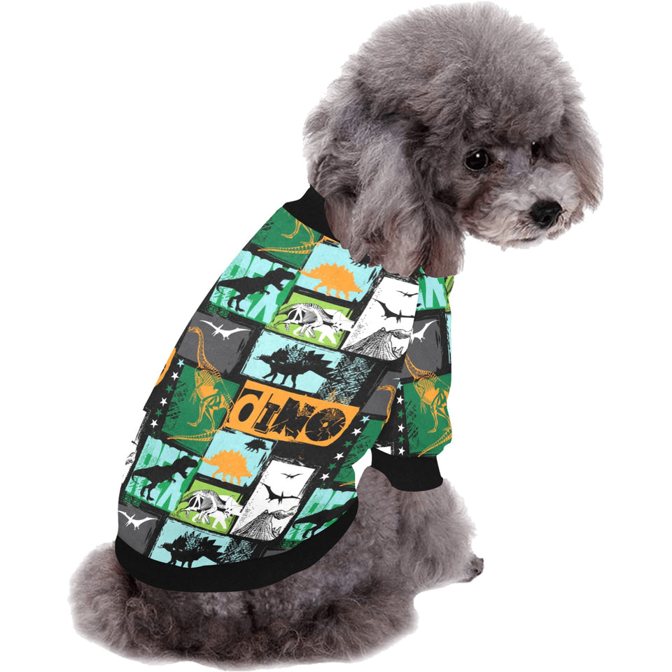 dinosaurs print pattern All Over Print Pet Dog Round Neck Fuzzy Shirt