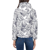 Guava tropical hand drawn pattern Women's Padded Hooded Jacket
