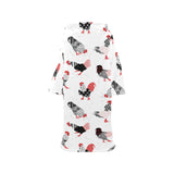 Cool rooster chicken cock floral ornament backgrou Blanket Robe with Sleeves