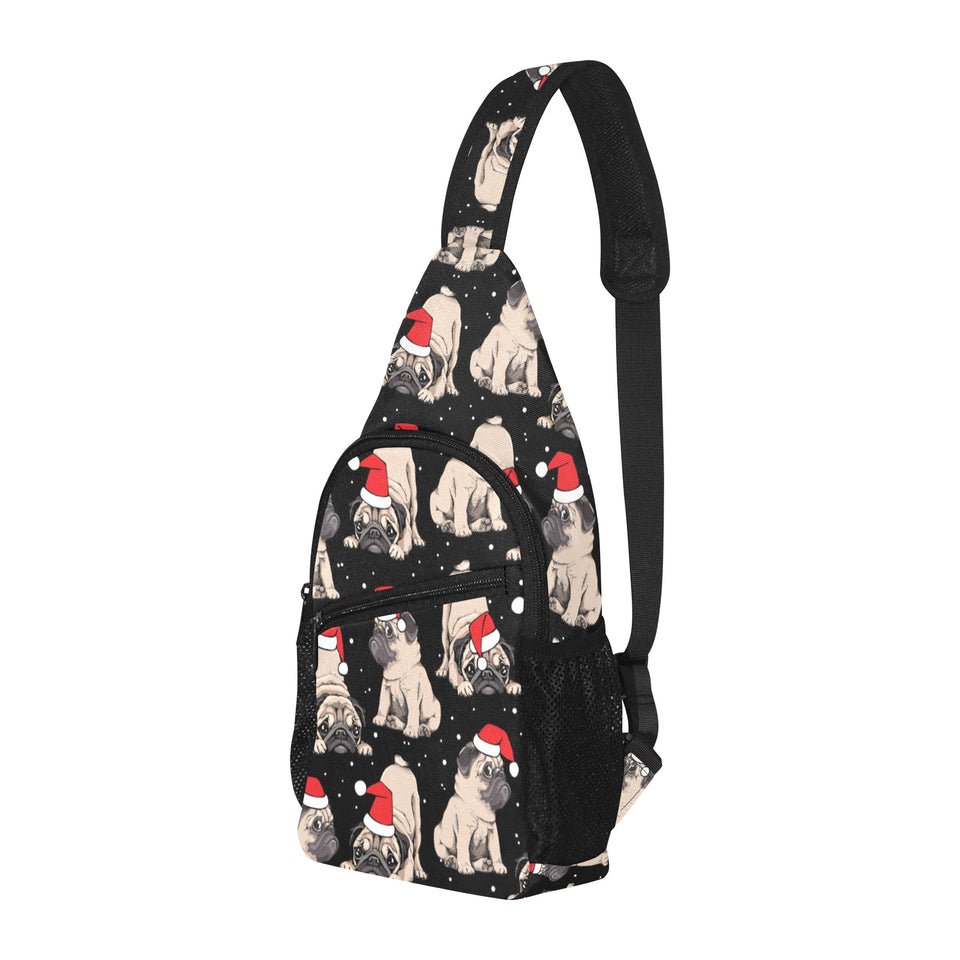 Christmas Pugs Santa_s red cap pattern All Over Print Chest Bag