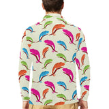 Colorful Chameleon lizard pattern Men's Long Sleeve Polo Shirt