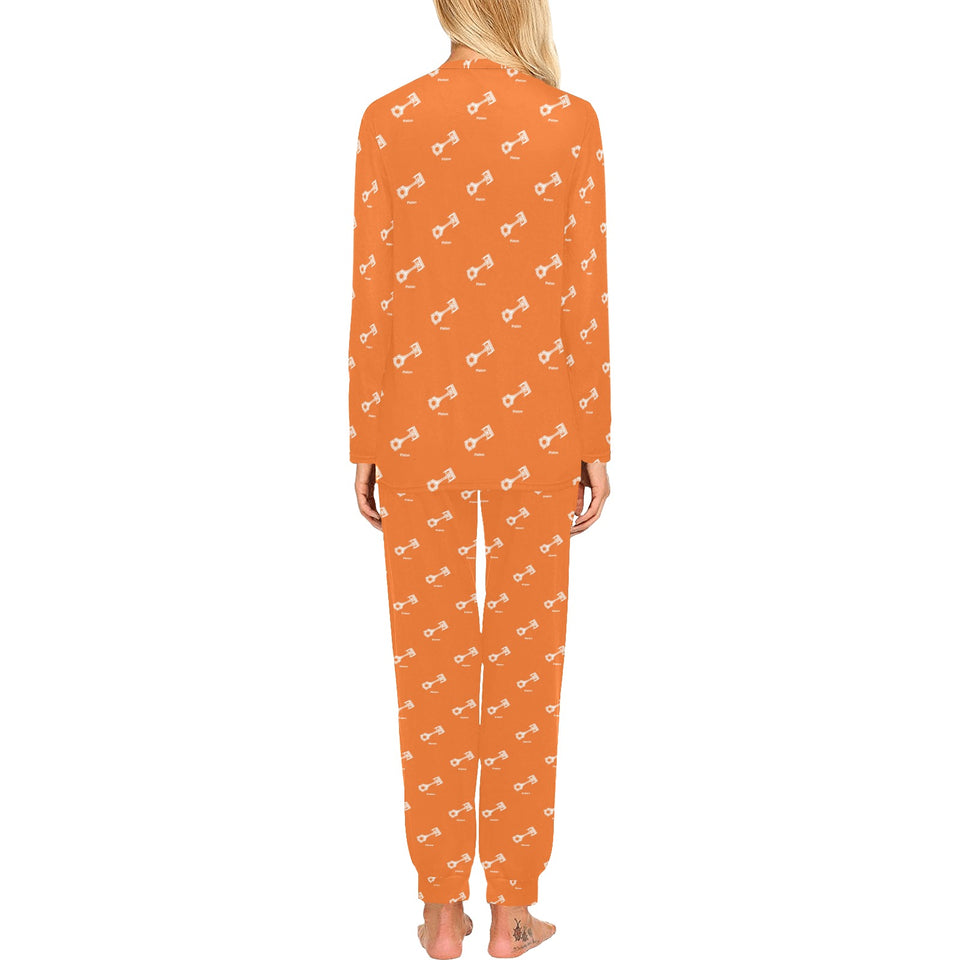 Engine Piston Orange Background Pattern Design 05 Women's All Over Print Pajama Set