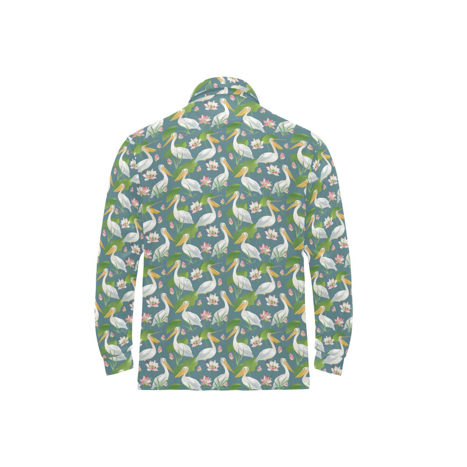 Pelican Pattern Print Design 04 Men's Long Sleeve Polo Shirt
