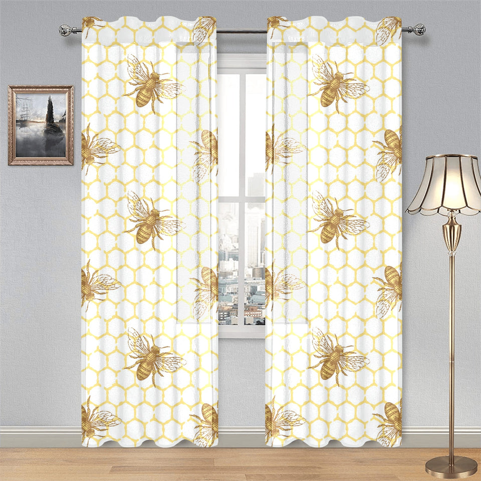 Bee honeycomb seamless design pattern Gauze Curtain