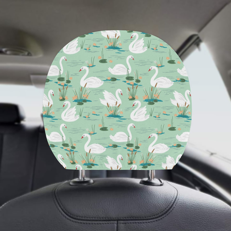White swan lake pattern Car Headrest Cover