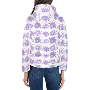 Hedgehog Pattern Print Design 05 Women's Padded Hooded Jacket