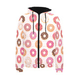 Colorful donut pattern Men's Padded Hooded Jacket