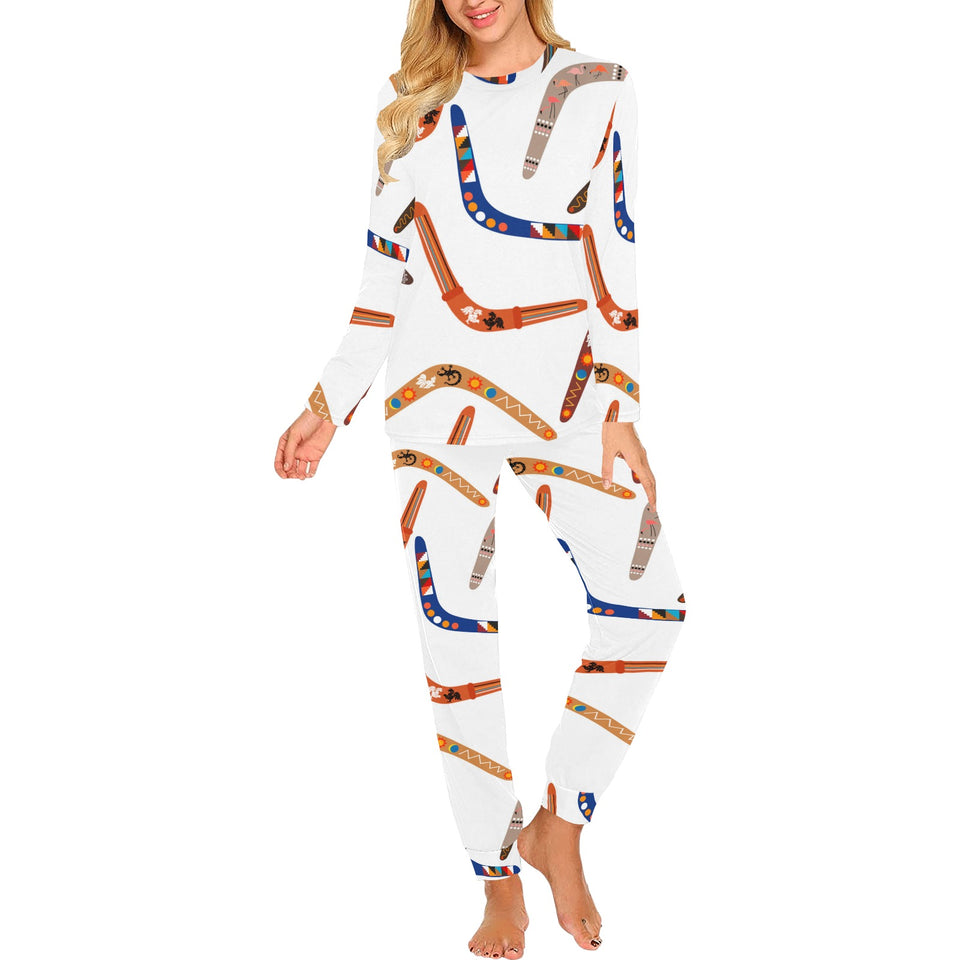 Boomerang Australian aboriginal ornament pattern Women's All Over Print Pajama Set