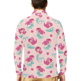 Cute little mermaid pattern Men's Long Sleeve Polo Shirt