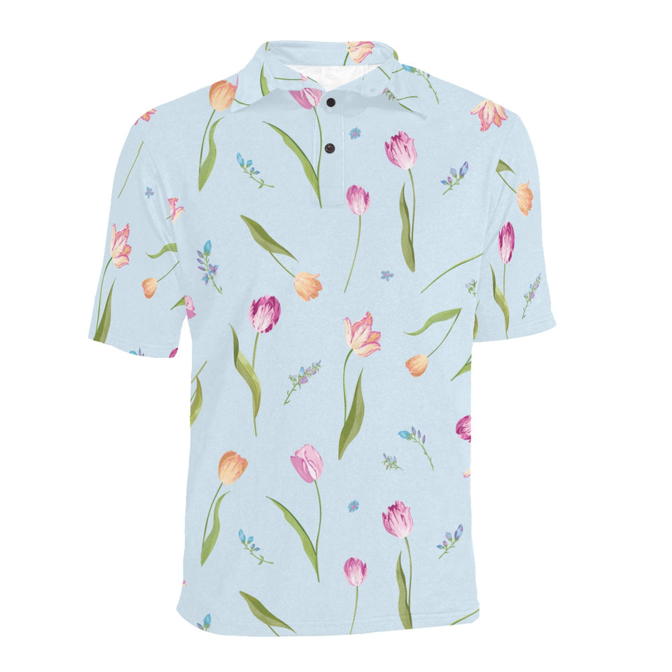 Watercolor Tulips pattern Men's All Over Print Polo Shirt