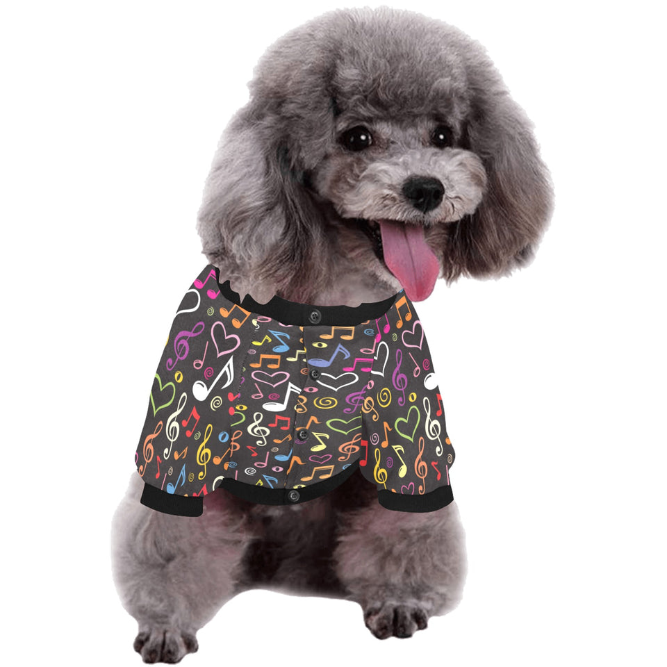 Music Notes Pattern Print Design 02 All Over Print Pet Dog Round Neck Fuzzy Shirt