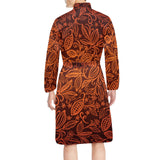 cacao beans tribal polynesian pattern Men's Long Sleeve Belted Night Robe