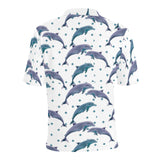 Dolphins pattern dotted background Men's All Over Print Polo Shirt