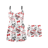 Yorkshire Terrier Pattern Print Design 04 Chest Sexy Pleated Two Piece Swim Dress