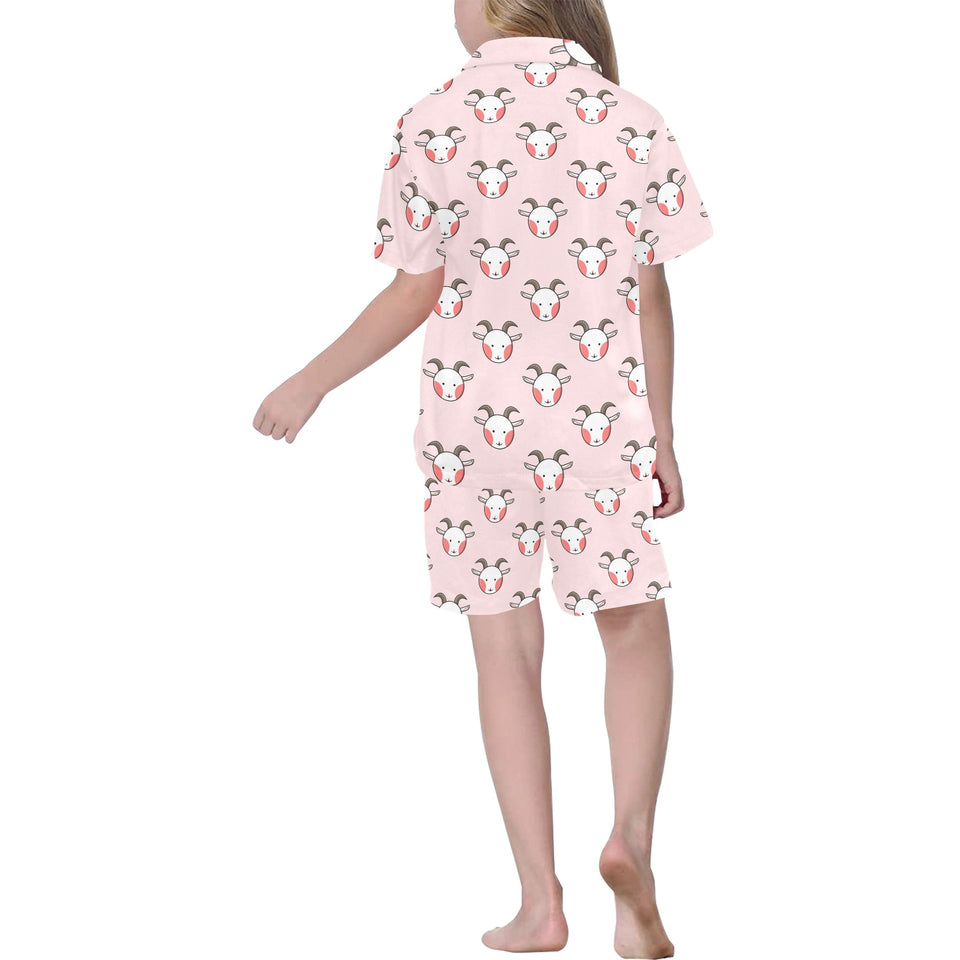Cute goat pattern Kids' Boys' Girls' V-Neck Short Pajama Set