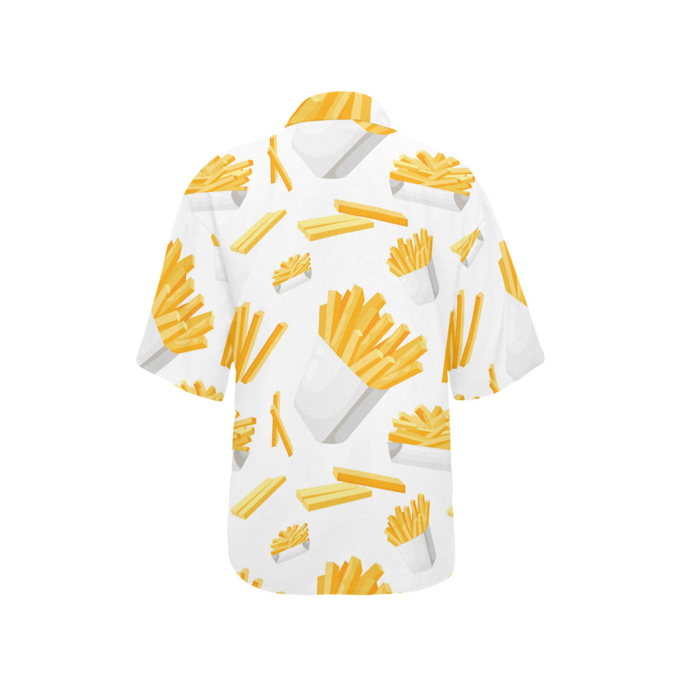 French fries white paper box pattern Women's All Over Print Hawaiian Shirt